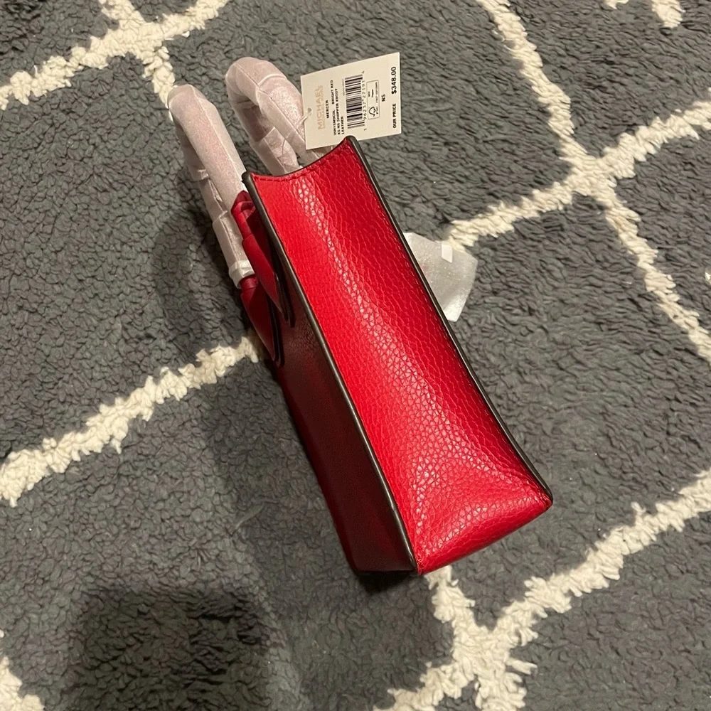 NWT Michael Kors Mercer Red Leather Mini Crossbody Bag - Picture 7 of 9